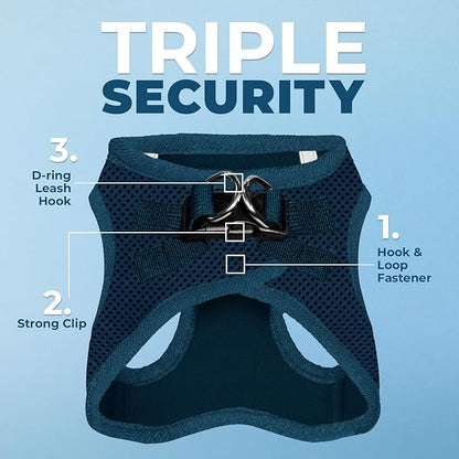 Best Pet Supplies Voyager Step-in Air Harness - All Weather Mesh, Reflective, No Pull Harness for Dogs, Cats - Secure with Hook & Loop Fastener, Buckle, Double D-Rings - Blue, XS