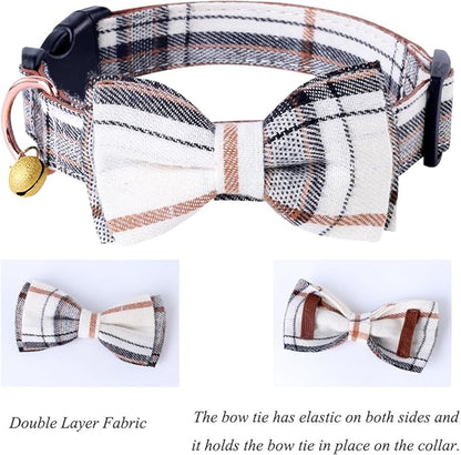 Yizepet Dog Collar with Bow Tie- Adjustable pet Collar for Dogs with Plastic Buckle Collar, Stylish Pattern for Small Medium or Large Boy and Girl Dog and Cat