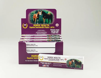 Horse Ivermectin Paste 1.87% – Apple Flavored Oral Equine Dewormer Syringe – 6.08g Tube Treats Horses Up to 1250 lbs (3-Pack)
