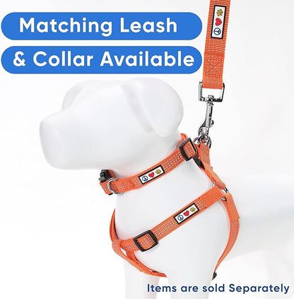 Pawtitas Reflective Step-in Dog Harness – Adjustable No-Pull Vest for Puppies to Seniors, Safe & Comfortable, M Orange