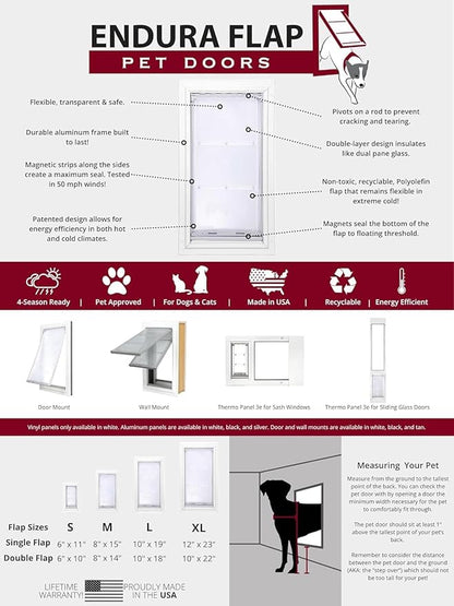 Endura Flap Single Flap Pet Door for Door Installations | Stylish for Interior & Exterior Doors | Durable Aluminum Frame & Weatherproof Dual-Layer Flap | Black, XL, Single Flap