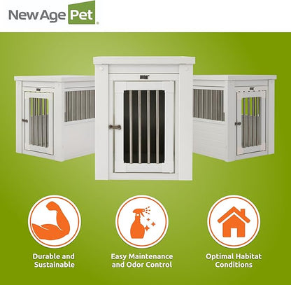 New Age Pet ECOFLEX InnPlace Dog Crate & End Table, Indoor Furniture Style Pet Kennel for Small, Medium, Large & XL Dogs, Durable Composite, Antique White, Small