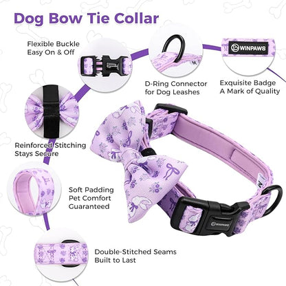 Dog Harness and Leash Collar Set with Dog Poop Bag Holder and Bandanas, Escape Proof Adjustable Puppy Cat Vest with Soft Mesh Padded, Pet Supplies for Small Medium Large Dogs Kitten(Purple, S)