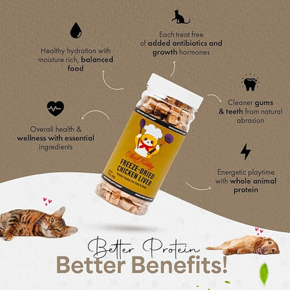 Chicken Liver Dog Treats | Freeze Dried Liver Treats for Dogs, 100% Human Grade, Single Ingredient | Grain-Free Kitten Treats, High Protein | No Additives or Preservatives | Tested in USA | 1.7 oz