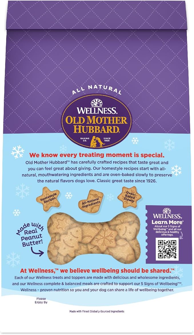 Wellness Old Mother Hubbard Winter Fun P-Nuttier Dog Biscuits, Natural, Seasonal Holiday Treat, Peanut Butter Flavor, 16 oz Bag