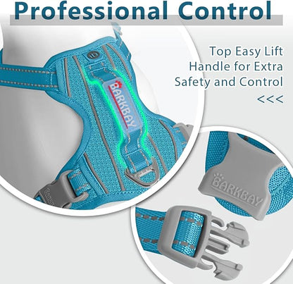 BARKBAY Dog Harness No Pull with ID Tag Pocket - Heavy Duty, Reflective, Easy Control for Large Dogs(Ocean Blue,XL)