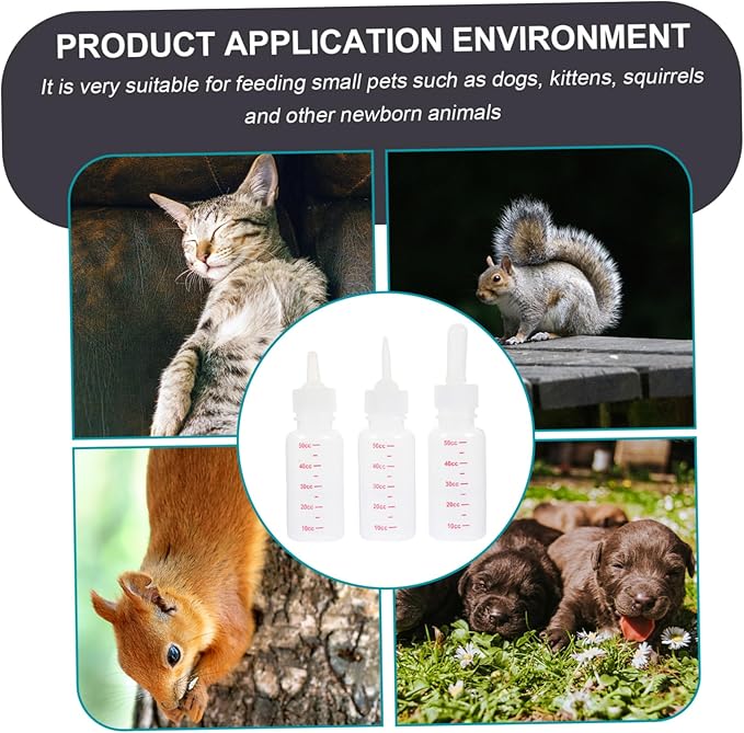 Angoily Nursh Bottle Replacement 3pcs Kitten Bottles for Nursing Portable Milk Bottles Scale Feeder Bottles for Baby Pets Rabbit Accessory
