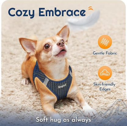 Eagloo Small Dog Harness and Leash Set, Step in Puppy Vest with Breathable Soft Mesh, Walking Reflective Pet Harness for Small Dogs, Navy Blue, S