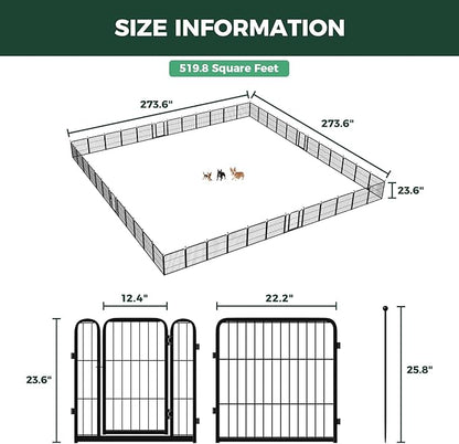 FXW Rollick Unleashed Dog Playpen for Indoor, Yard, RV Camping, 24 inch 48 Panels for Small and Puppy Dogs, Black│Patented