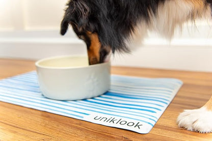 Pet placemat - Dogs & Cats Vegan Leather Food Water Bowls Mat - Waterproof & Easy to Clean Modern Design Large Size Feeding Station Uniklook