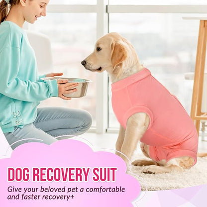 Lukovee Recovery Suit for Dogs, Onesie Surgery Recovery Suit for Female Male Dogs, Abdominal Wounds Cone E-Collar Alternative Prevent Licking Spay Recovery Suit (Peach,M)