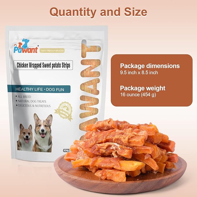 Soft Dog Treats Chicken Sweet Potato Sticks Puppy Easy to Digest Training Snacks Chicken Wrapped Sweet Potato 1lb/454g