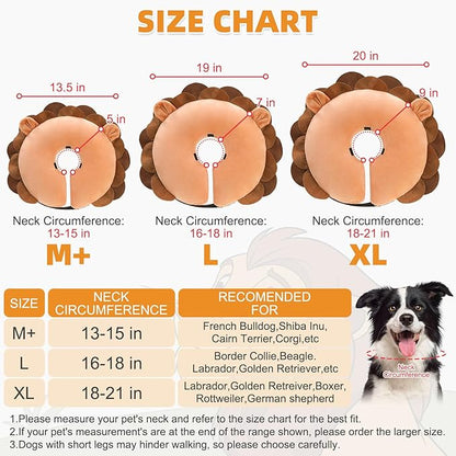 KOOLTAIL Inflatable Dog Cone Collar, Soft Donut E Collar for Dogs After Surgery to Stop Licking Enhanced Alternative, Blow Up Pet Neck Pillow Recovery Adjustable Cone for Dog Cat, Upgrade Size,Lion XL