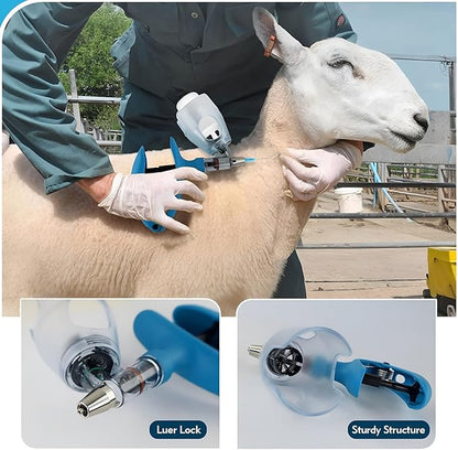 Livestock Syringe Gun Injector, Bottle Adjustable Poultry Continuous Syringes, Reusable Veterinary Precision injection Gun(E,10ML)