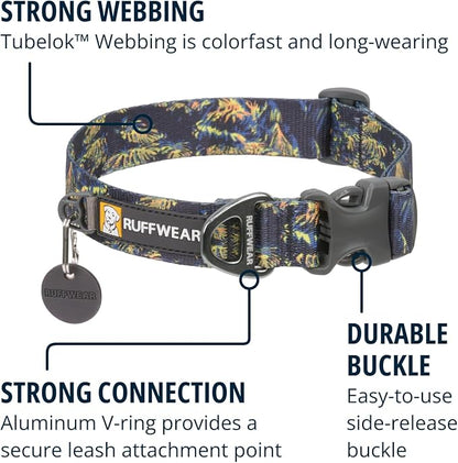 Ruffwear, Front Range Dog Collar, Adjustable Tubelok Webbing, Lightweight, Side Release Buckle, Aluminum V-Ring, Durable for Everyday Use, Moonlight Fade, 11"-14"
