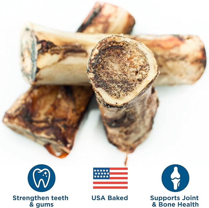 Best Bully Sticks Marrow Bones for Dogs - 8 Count (Pack of 1) - USA Packed, Healthy Snack, Grass-Fed Beef, Long-Lasting - Large Breeds