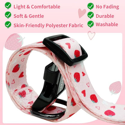 Kazazoo Dog Collar Cute and Soft Nylon Puppy Collar Girl, Adjustable Dog Collars for Small Medium Dogs, Strawberry-XS