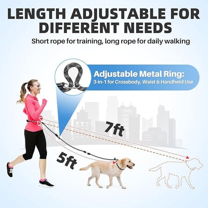 SlowTon Slip Lead for Dogs - Hands Free No Tangle Adjustable 5-7 FT 1/2” Rope, Heavy Duty Nylon Leash for Large Medium Dogs that Pull, No Pull Training Slip Leashes, 20-120lb, Dark Grey