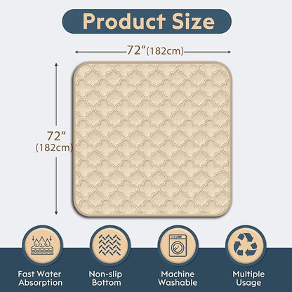 FunFurry Washable Pee Pads for Dogs - 1 Pack Reusable Pee Pads，Waterproof Puppy Pads，Pet Training Pads，Super Absorbent with Dog Paw Shape Non-Slip Backing (Cream, 72" X 72" - 1 Pack)