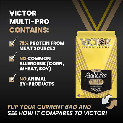 VICTOR Super Premium Dog Food – Multi-Pro Dry Canine Food – Gluten Free Dog Kibble with Beef, Chicken and Pork Protein for Normally Active Dogs – All Breeds and All Life Stages, 5 lb