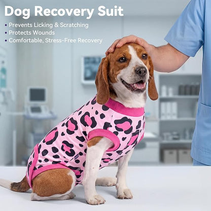 cyeollo Dog Recovery Suit Female, Breathable Surgery Suit for Dogs Female After Spayed, Soft Surgical Body Suit Dog Onesie, E-Collar & Cone Alternative, Anti-Licking Wound Surgery Clothes, Leopard S