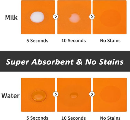 HotLive Dog Food Mat - Absorbent Cat Mat for Food and Water, No Stains Pet Feeding Bowl Mat, Easy to Clean Pet Placemats, Quick Dry Dog Water Dispenser Mat for Messy Drinkers | Orange 24"x36"