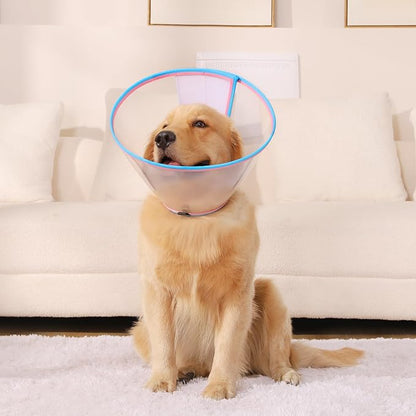 Soft Dog Cone Collar for Dogs After Surgery, Transparent Cone for Dogs to Stop Licking, Breathable Dog Neck Cone for Small Medium Large Dog, Adjustable Elizabethan Pet Recovery Collar (Pink, Size 6)