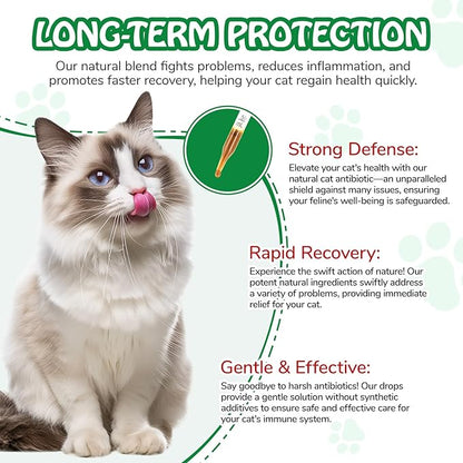 Antibiotics for Cats, Cat Antibiotics for Infections, Supports Immune & Cats Allergy Itch Relief, Health Supplies cat UTI Cat Multivitamin, 60ML