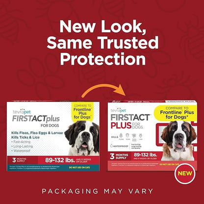 FirstAct Plus Flea Treatment for Dogs, Extra Large Dogs 89+ lbs, 6 Doses, Same Active Ingredients as Frontline Plus Flea and Tick Prevention for Dogs