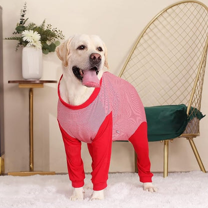 Yeapeeto Dog Onesie Surgery Recovery Suit for Large Medium Bodysuit Dogs Pajamas PJS Full Body for Shedding, Prevent Licking, Wound Protection, Cone Alternative (XL, Red)