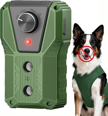 QHZ Solar-Powered Ultrasonic Bark Deterrent Device Solar and USB Charging Three-Mode Ultrasonic Bark Control Unit Suitable for Home/Garden/Farm Waterproof Outdoor Dog Bark Control Device (Green)