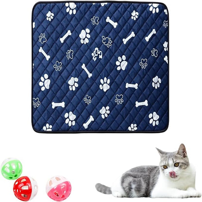 Puppy Pad with Pheromones, Training Pads for Dogs, 30x30cm Blue Bone Design, Includes 3 Random Color Bell Balls, Ideal for Puppy Potty Training, Senior Pet Care, and Travel