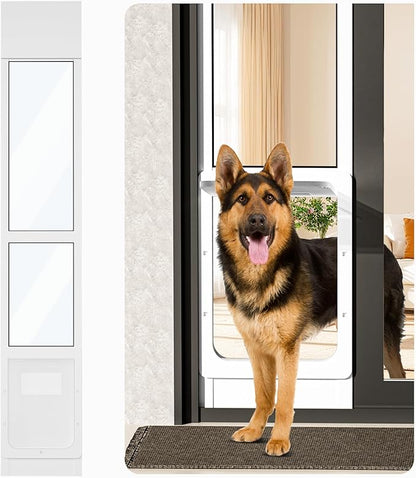 Homgava Large Dog Door for Sliding Glass Doors,No-Cut DIY Install Pet Door- Aluminum Frame& Panel & Lock, Adjustable Height 83”-91 1/5”, Suitable for Dogs Up to 105 lbs -White
