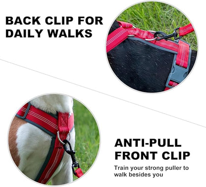 Plutus Pet No Pull Dog Harness, Adjustable Nylon Harness with Soft Padding, Reflective and Heavy Duty Dog Harness for Small, Medium, Large Dogs(Red, XS)
