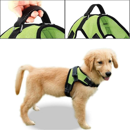 No Pull Reflective Adjustable Dog Harness With Handle- Comfortable Soft All Weather Mesh, Easy On Puppy Harness For Small Medium and Large Dogs (Green) Medium