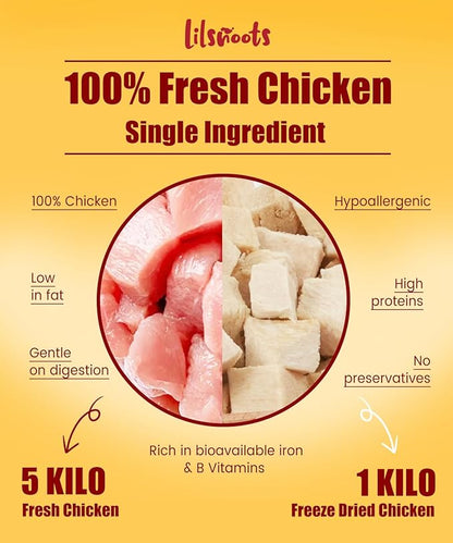 Freeze Dried Chicken Dog Treats Cat Treats, Single Ingredient Raw Chicken Pet Treats, Food Topper, Training Treats, Rawhide Free Freeze Dried Chicken High Protein, 4.6oz