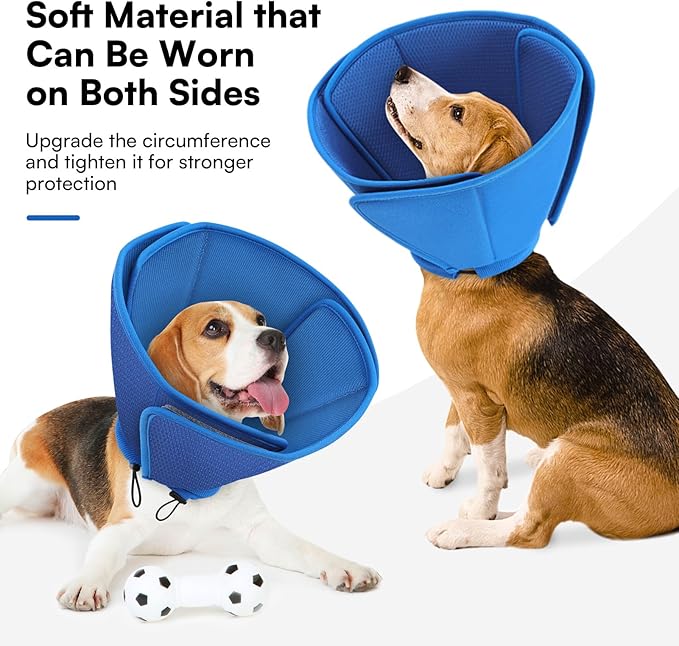 Queenmore Soft Dog Cone Collar,Comfortable Dog Cones for Medium Dogs/Cats to Stop Licking After Surgery,Comfy Cone for Dogs, Neuter Recovery Ecollars of Shame Alternatives,Blue,M