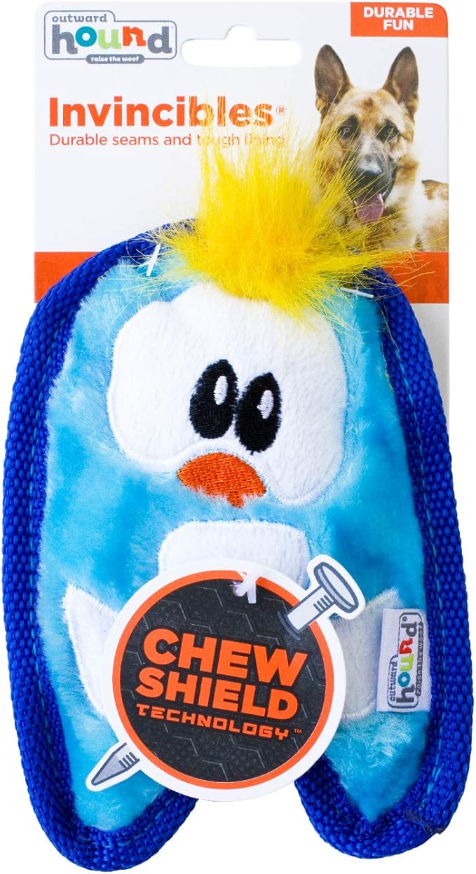 Outward Hound Durablez Minis – Squeaky Plush Dog Toy,No Stuffing for Less Mess,Interactive & Tough,Jumbo Squeaker,Puppies & Small Dogs,Penguin,6.3",(Pack of 2)