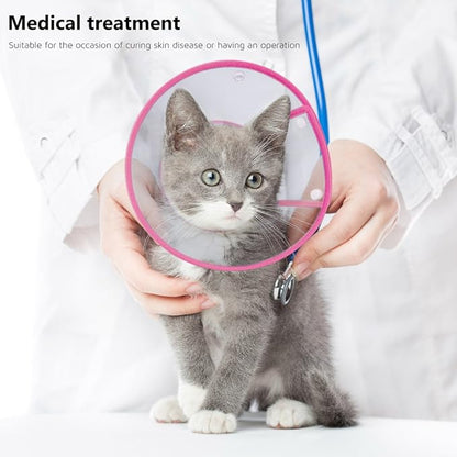 Cat Cone Collar, to Stop Licking, Recovery Elizabethan After Surgery, Clear Soft Neck E-Collar, Not Block Vision, for Kitten Puppy Dog Pet in Surgery Remedy - S in Rose