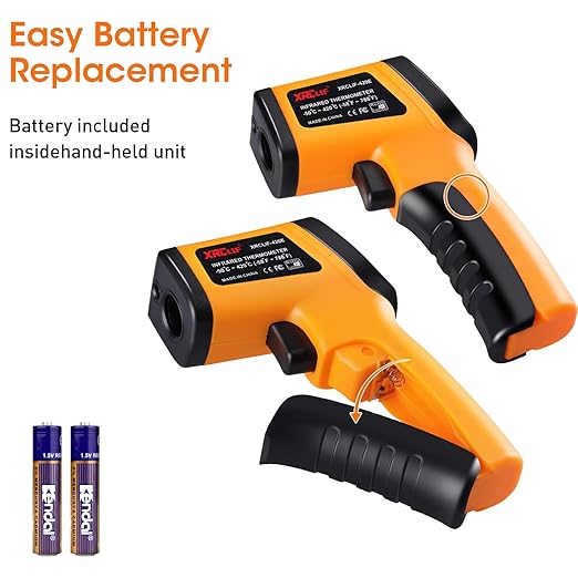 Infrared Thermometer Gun for Cooking, Laser Thermometer Temperature Gun with Adjustable Emissivity, Temp Gun Thermometer, Infrared Laser Thermometer Gun for BBQ, Pizza Oven -58℉～788℉