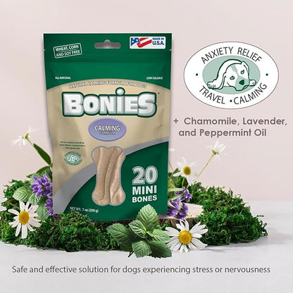 Bonies Natural Calming Formula Large-Sized Single Bone - Contains Chamomile & Lavender, Help Anxiety, Excessive Barking and Trembling, Chicken Flavor, [Large Dogs], 72 Bones