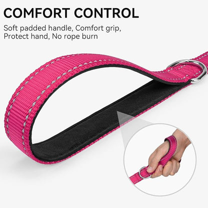 Joytale Dog Leash, 6 FT Double-Sided Reflective, Padded Handle Nylon Heavy Duty Leashes for Medium & Large Dogs Walking, Hotpink