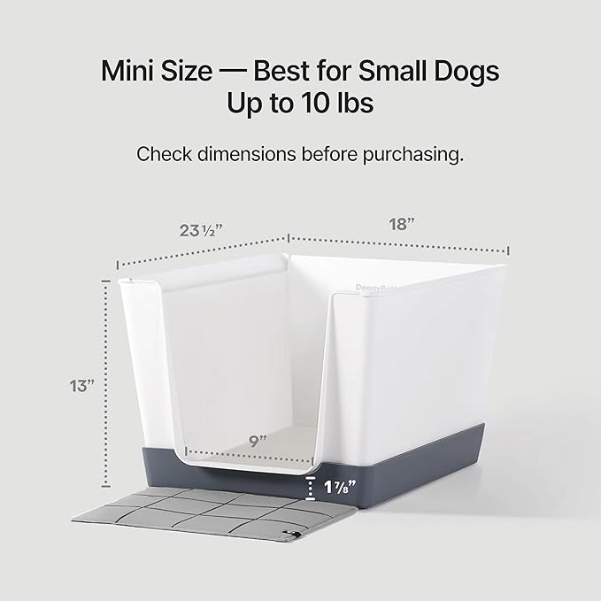 Indoor Dog Potty with High Walls and Low Entry for Small Dogs — Vertical Pad Holder, Splash Guard, and Clean Modern Design by DoggyBathroom (Mini, Dark Grey)