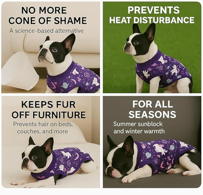 PetWarm Surgical Suit for Dogs Female After Spay and Neuter, Dog Surgical Recovery Suit, Prevents Licking After Surgery Onesie, Pet Recovery Shirt for Dogs, Unicorn Pattern, Purple, XS