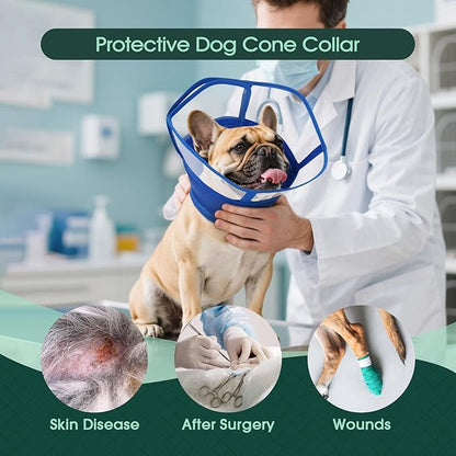 Kuoser Large Dog Cone Collar After Surgery, Soft Cone for Dogs to Stop Licking, Breathable Pet Recovery Collar Comfortable Elizabethan Collars, Adjustable Protective Dog Cones for Large Dogs, Blue L