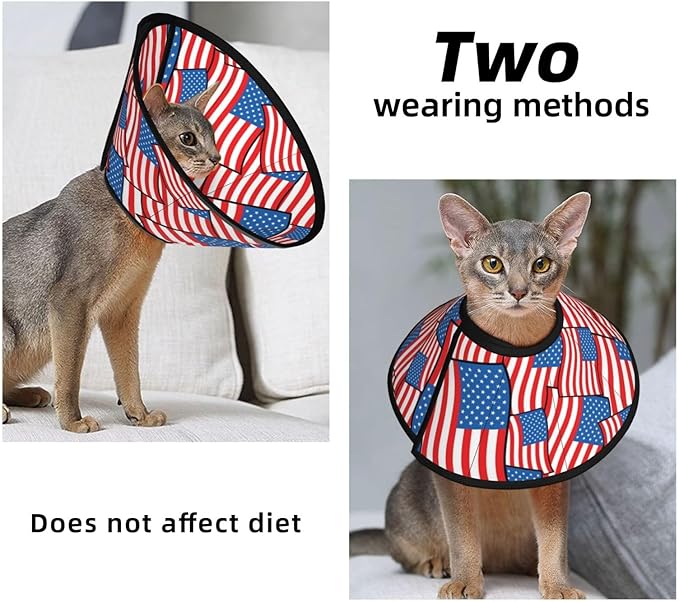 Adjustable Pet Recovery Collar for Dogs After Surgery Novelty American Flag, Soft Dog Cone for Large Medium Small Dogs, Lightweight and Breathable, Prevent Licking