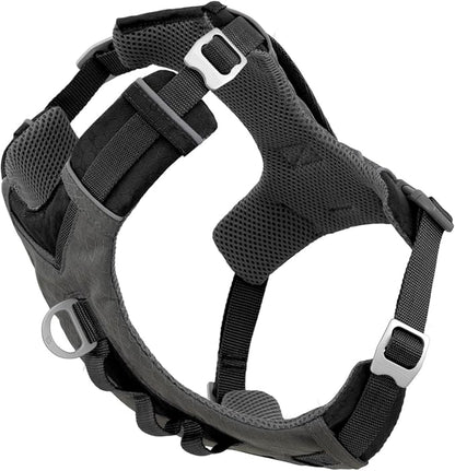 Kurgo Journey Air Dog Harness - Secure Fit for Active Dogs - Padded Chest - Lightweight Ripstop Fabric - Breathable Mesh - Reflective Trim - Back Assist Handle - Black- Small