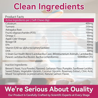 Dog Allergy Itch Relief Chews–Probiotics for Dogs Seasonal Allergies,Itchy Skin & Ears,Immune Support,Omega 3,Fish Oil,Gut & Digestive Health,Dry Skin,Hot Spots,Paw Licking for All Breeds & Ages Dogs