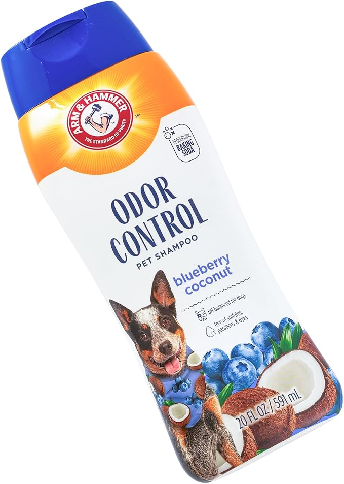 Arm & Hammer for Pets Odor Control Shampoo for Dogs, Blueberry Coconut, Odor Eliminating Dog Shampoo, Dog Deodorizer, 20 Fl Oz