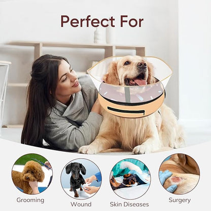 Supet Raised Inflatable Dog Cone After Surgery - Adjustable Recovery Donut Collar with Removable Shield to Stop Licking Wounds & Protect Stitches - Soft Dog Cone Alternative for Medium Dogs (Brown,M)